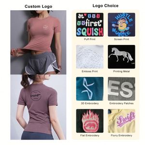 เสื้อยืดรัดรูปคอกลมระบายอากาศสำหรับผู้หญิงเสื้อครอป - Product Image 5