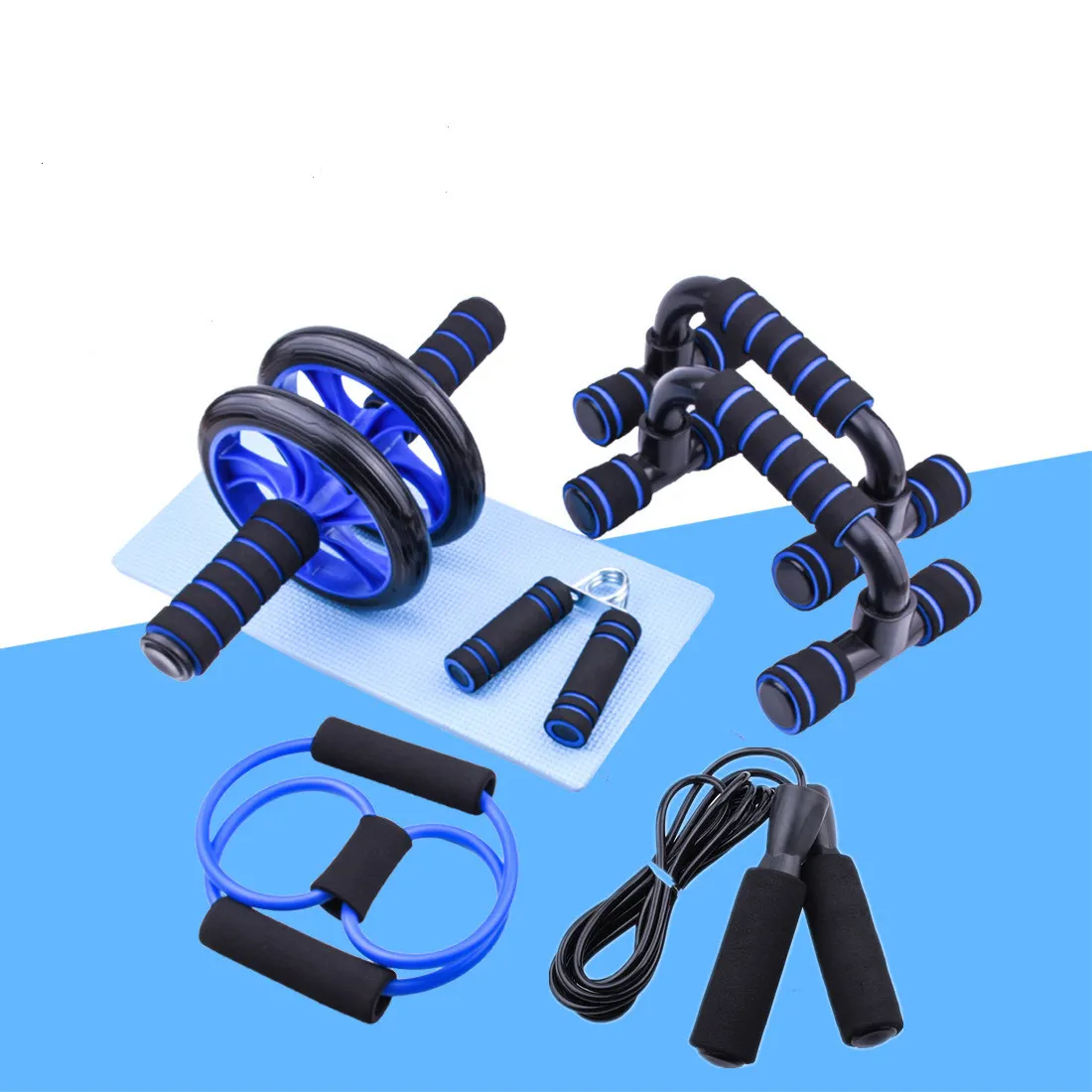 Kit <span class=keywords><strong>Fitness</strong></span> cinque Set di <span class=keywords><strong>attrezzature</strong></span> allenamento Set di <span class=keywords><strong>ruote</strong></span> addominali ruota per esercizi <span class=keywords><strong>attrezzature</strong></span> per palestra <span class=keywords><strong>Fitness</strong></span> ruota 5 in 1 Ab