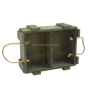 Quân đội màu xanh lá cây mạnh mẽ lưu trữ bằng gỗ Giỏ thùng hộp thùng gỗ trang trí làm tổ thùng gỗ có tay cầm - Product Image 5