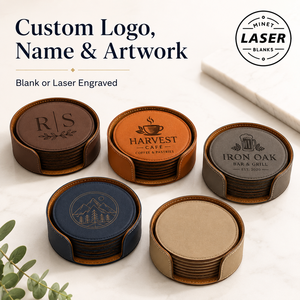 Posavasos Redondos de Cuero PU con Logotipo Personalizado, Posavasos de Cuero Sintético Grabables con Láser, Juego de Posavasos con Soporte, Regalo de Boda - Product Image 3