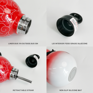 ขวดน้ำทรงน้ำเต้าสแตนเลส 316/304 ขนาด 580 มล. ปรับแต่งได้ พร้อมหลอดดูดแบบยืดหดได้และสายสะพายสำหรับเดินป่า - Product Image 6