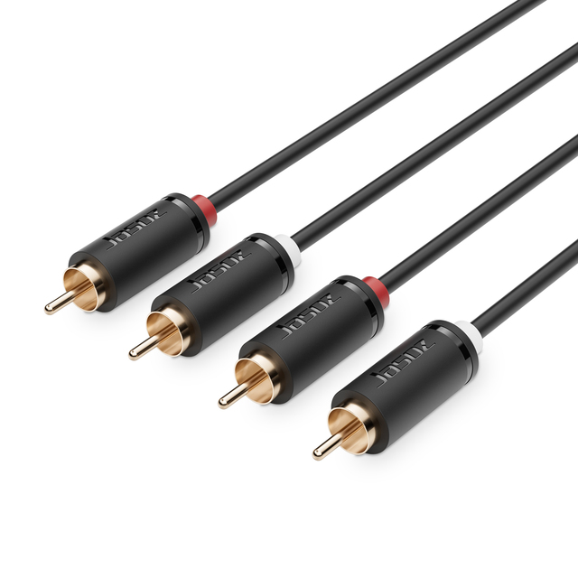 Jasoz Audio 2 RCA Male to Male Short Cable Gold Black PVC Jacket 3.5mm Connector for Speaker & DVD Player