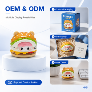 โมเดลตัวละครธีมเบอร์เกอร์แสนอร่อย OEM ODM งานพลาสติกเคลือบเงาคุณภาพพรีเมียม ของขวัญและของตกแต่งขนาดเล็ก ขายส่ง - Product Image 4