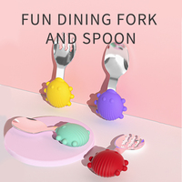Vente en gros Bebestep Ensemble de couverts en silicone de qualité alimentaire sans BPA-Bébé Coccinella Septempunctata Design Cartoon Cuillère Fourchette Alimentation PP