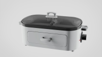 Station de petit-déjeuner électrique 3-en-1 Anbolife 850W avec tiroir à pain et double plaque de cuisson antiadhésive – Appareil électroménager
