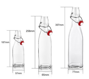 Bouteille en verre carrée hermétique, avec dessus virevolver, stockage pour brassage à domicile, de 250ml, 500ml, 1000ml - Product Image 5