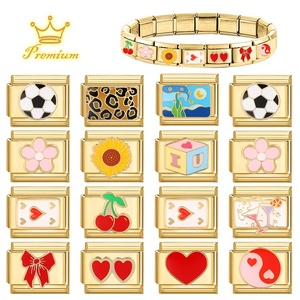 <span class=keywords><strong>Bracelet</strong></span> en acier inoxydable doré 9 mm, motif araignée, café, fleur de bord de mer, cerise, pour femmes et hommes, style italien, vente en gros, en vrac, à faire soi-même - Product Image 5