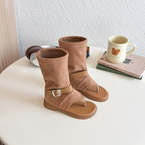 Nuove Scarpe Romane Estive 2025 per Bambine, Stile Semplice con Cinturino Alto, <span class=keywords><strong>Sandali</strong></span> con Punta Aperta per Bambini - Product Image 3