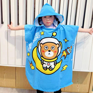 Peignoirs de plage à capuche personnalisés en microfibre à séchage rapide, poncho de bain pour enfants - Product Image 3