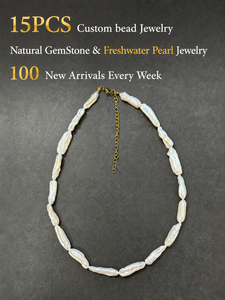 Collar <span class=keywords><strong>de</strong></span> <span class=keywords><strong>Perlas</strong></span> Barrocas <span class=keywords><strong>de</strong></span> Agua Dulce con Baño <span class=keywords><strong>de</strong></span> Oro y Acero Inoxidable, Diseño Moderno y Natural, Bajo MOQ Personalizado, para Uso Diario - Product Image 1