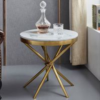 Table basse ronde en marbre et métal haut de gamme pour salon, table simple et petite, table basse moderne et luxueuse contemporaine