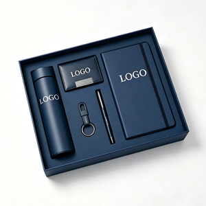 Custom Logo 5 in 1 Luxury A5 <b>Notebook</b> Gift <b>Set</b> With <b>Pen</b> Keychain <b>and</b> Thermos Personalized Printing Corporate Gift <b>Set</b> - Product Image 1