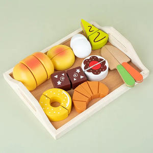 Montessori in legno cucina giocattolo da taglio per bambini simpatica <span class=keywords><strong>gioia</strong></span> simulata dessert pane frutta verdura per la prima educazione a casa - Product Image 6