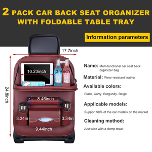 Factory Wholesale Custom Foldable PU Leather Car Backseat Anti Kick <b>Storage</b> Bags Car <b>Seat</b> Organizer - Product Image 4