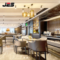 Ensemble de table et chaises de restaurant J2S, design moderne en bois, personnalisé pour hôtel, luxe, contract architectural, quartz, marbre