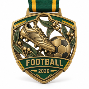 Wholesale Zinc Alloy Custom soccer <b>medals</b> Football Metal <b>Sport</b> <b>Medal</b> with ribbon - Product Image 1