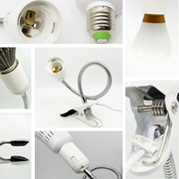 Liweida Support de lampe de bureau flexible à 360 degrés E27 Clip de base Prise de lumière Câble à col de cygne avec interrupteur marche-arrêt pour la lumière de croissance