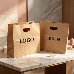 Sac de livraison rapide en papier kraft écologique avec logo personnalisé, poignée découpée, pour vêtements, cadeaux, vente en gros, restauration rapide - Product Image 5