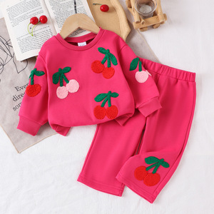 เสื้อผ้าเด็ก เสื้อผ้าเด็กใหม่สุดพิเศษสำหรับเด็กวัยหัดเดิน เสื้อแขนยาวและกางเกงสีแดงกุหลาบ 0-3Y - Product Image 1