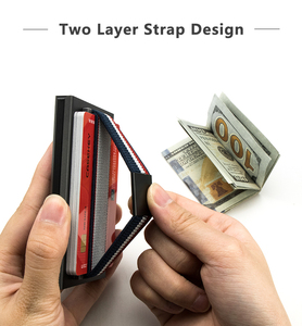 Porte-cartes en aluminium haute capacité avec blocage RFID, portefeuille fin avec sangle élastique, étui pour cartes de crédit pour les voyages d'affaires - Product Image 4