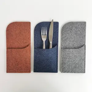 北欧风格毛毡餐具架餐桌餐具口袋手工餐具架3件
