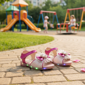 OZKIZ Korean Fashion Kids Light <b>Sandals</b> Girls 2-7 Years Open Toe with Bow Decoration Summer Wholesale - Product Image 3