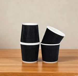 Gobelets en papier ondulé gaufré 8/12/16oz avec logo personnalisé, à double paroi, pour café chaud, jetables, écologiques, biodégradables, à emporter - Product Image 1
