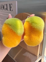 Porte-clés en peluche douce mangue vraie fourrure de lapin Rex