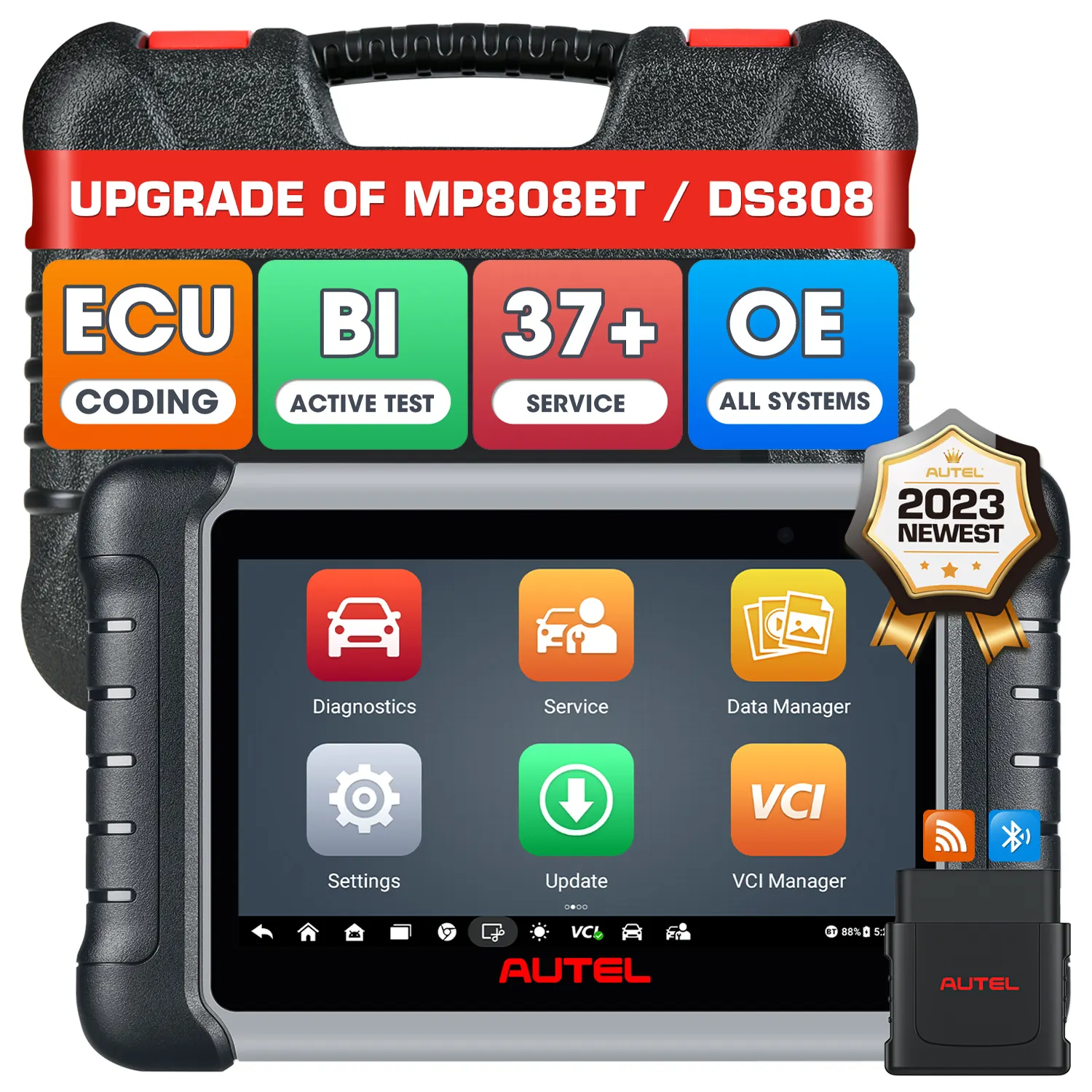 Autel MaxiPro MP808BT PRO نظام كامل للسيارة تشخيص تلقائي ECU ترميز MP808 MP808k للسيارة عالمي لاسلكي OBD2 أدوات الماسح الضوئي