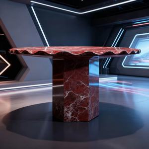 Nordic italiano stile salotto mobili-tavolino rotondo, Roso Lepanto marmo tavolino e tavolo da pranzo Set - Product Image 2