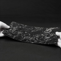 Panneaux de revêtement mural extérieur/intérieur en quartz à texture marbrée noire, imperméables, ignifuges, design moderne, avec garantie de 5 ans