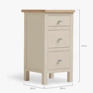 Mesita de noche moderna de 3 cajones, mesita de noche delgada con 3 cajones y mesa auxiliar de dormitorio con encimera de efecto roble - Product Image 5