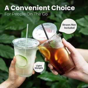 Gobelet jetable écologique en plastique PET transparent pour boissons froides, diamètre 98 mm, café glacé, boissons aux fruits, 12 oz/14 oz/16 oz/18 oz/20 oz/24 oz - Product Image 2