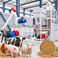 Ligne de production d'aliments fins automatique Lima 1-2 tonnes/heure pour la fabrication de granulés de fourrage pour poulets, lapins et moutons