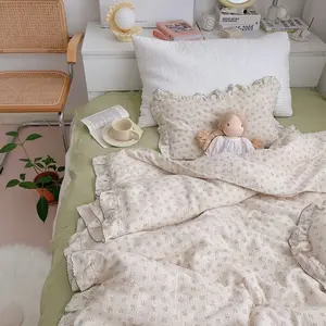 Bio-Baumwolle Ins Style Blumenmuster Bettwäsche-Set für Baby 3-teiliges Set Mädchen Bettwäsche