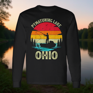 Camiseta de manga larga retro vintage de Pymatuning Lake Ohio Fishing - Product Image 3