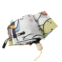 Parapluie semi-automatique à trois volets de style dessin animé mignon de côtes 8K pour adultes pour pluie soleil petites dames fraîches voyage utilisation en gros