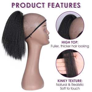 ออกแบบวิกผมขายส่งสำหรับผู้หญิง <span class=keywords><strong>ผม</strong></span><span class=keywords><strong>สั้น</strong></span> วิกผมทรงแอฟโฟ หางม้าฟูหยิก วิกผมหางม้าแบบมีเชือกผูก วิกผมหางม้าไหมคอร์น - Product Image 2