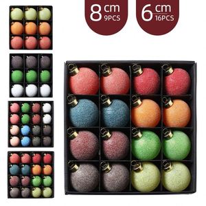 Nouvel ensemble de boules de Noël en plastique faites à la main, texturées, modernes, simples, imprimées en couleur, pour décorations d'arbre de Noël - Product Image 4
