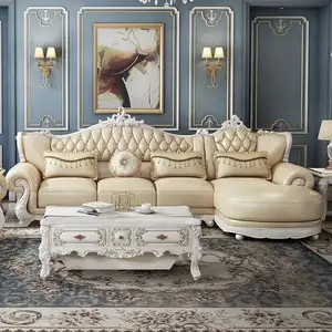Europe Classic Wohnzimmer möbel Holzstruktur Tradition und Ikono klasma 100% Hands chnitzerei L-Form Sofa garnitur