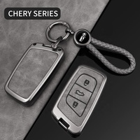 Vente en gros de couvre-clés de voiture en cuir en alliage de zinc de haute qualité personnalisés protection au design de luxe de style simple pour couvre-clés Chery