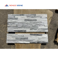 Revêtement rectangulaire gris de mur extérieur de placage en pierre naturelle 6 "ardoise de mur empilée par ardoise de pierre de quartz * 24"