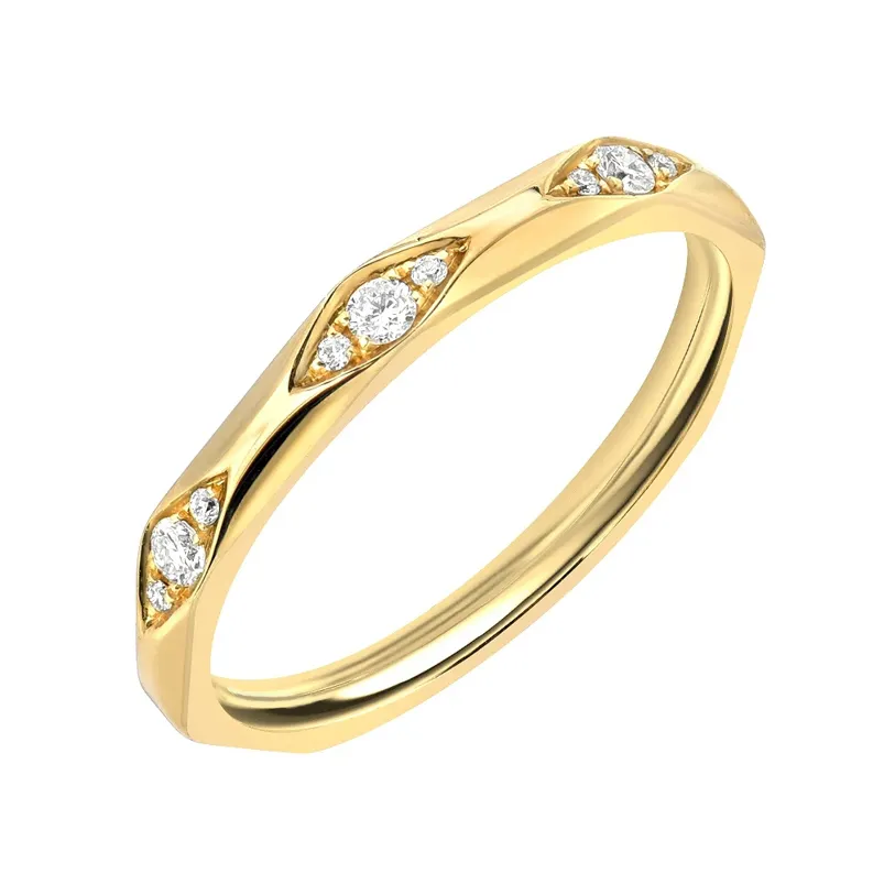 Gemnel Fashion 925 silver jewellery eternity bands cubic zirconia gold band ring