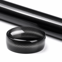 Rouleau de Vinyle Adhésif PVC Effet Fibre de Carbone Brillant 5D/3D 1,52x18m Anti-Bulles à Libération d'Air Résistant aux UV pour Toit, Capot et Extérieur de Voiture