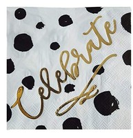 Ensemble de fournitures de fête modernes et durables de 144 pièces, assiettes de fête à rayures noires et blanches, serviettes, tasses et couverts pour 24 invités