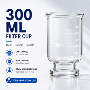 Appareil de filtration sous vide de laboratoire, 300 ml, 60 mm, avec coupelle filtrante en verre et unité de filtration de solvant à noyau de sable pour la filtration des solutions en laboratoire - Product Image 1