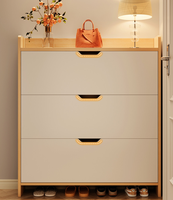 Meuble à chaussures moderne nordique à rabat ultra-plat, organisateur d'entrée avec étagères grande capacité, design peu encombrant pour couloir