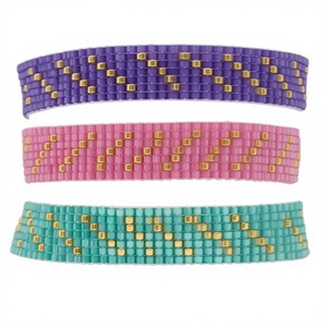 Bracelet Perlé Fait Main Motif Pierre Noire Jaune Argentée pour la Fabrication de Bracelets NOUSHAD ARTISANAT NH-689 Certifié IGI Uttar - Product Image 1