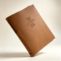 Porte-menu en cuir PU personnalisé, élastique, à feuilles mobiles, avec logo en relief, pages intérieures remplaçables, pour bar, café, bistrot