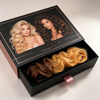 Boîtes coulissantes personnalisées en carton écologique pour extensions de cheveux et perruques, avec poignée, pour usage cosmétique, options de logo personnalisé